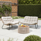 Causeuse double Papasan avec coussin, rotin PE tout temps et cadre en métal pour l'intérieur et l'extérieur