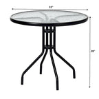 Table ronde de jardin Costway 32 avec plateau en verre trempé