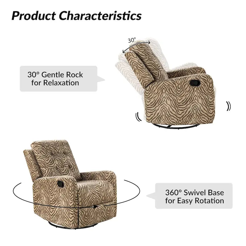 Fauteuil inclinable pivotant manuel Arlette Contemporary Floral avec dossier capitonné