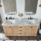 Meuble sous-vasque Hervas avec plateau en marbre naturel, sans miroir