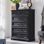 Commode de style rustique de ferme à 6 tiroirs, en bois
