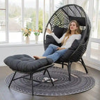 FINCATI Fauteuil Œuf d'intérieur, Fauteuil Œuf d'extérieur 200 kg, Fauteuil Œuf surdimensionné avec pouf, Fauteuil Œuf de luxe confortable avec repose-pieds