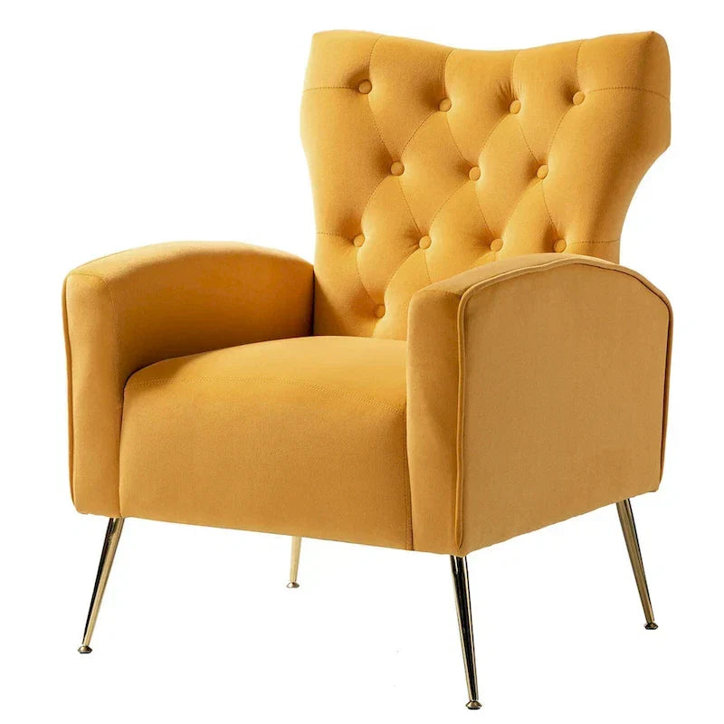 Chaise touffetée Abadiana avec accent et piètement en métal