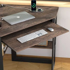 Bureau d'Angle Petit Bureau avec Prises, Table d'Angle pour Petit Espace, Bureau d'Ordinateur avec Ports USB, Bureau Triangle avec Rangement
