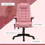 Chaise de bureau de massage vibrante à dossier haut HOMCOM avec 6 points de vibration, chaise d'ordinateur inclinable et chauffante en cuir PU