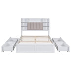Cadre de lit avec 4 tiroirs de rangement portables sous le lit