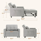 Canapé-lit convertible 3-en-1, Canapé-chaise dépliable, Lit pliant convertible pour salon