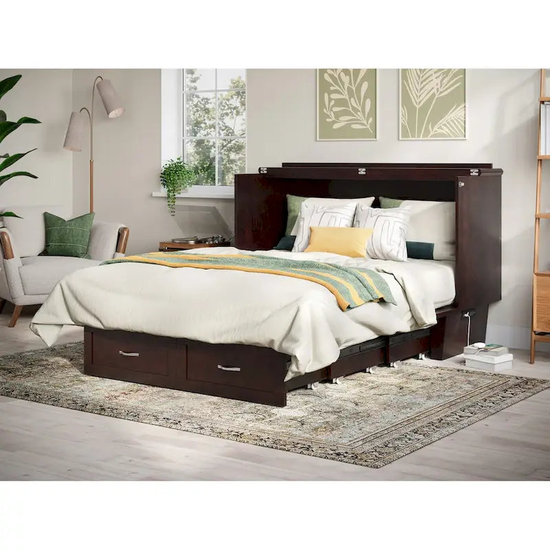 Lit escamotable coffre Chelsea Queen avec matelas