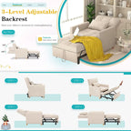 AECOJOY Fauteuil Convertible 3-en-1 avec Oreiller et Dossier Réglable