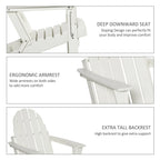 Chaise Adirondack pliante, chaises longues de plage en plastique HDPE toutes saisons pour terrasse et mobilier de jardin
