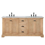Meuble sous-vasque Hervas avec plateau en marbre naturel, sans miroir