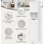 Meuble de Salle de Bain Haut de 170 cm, Colonne de Rangement Étroite avec 2 Portes et Tiroir