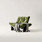 Fauteuil d'appoint contemporain en chenille noire capitonnée sans accoudoirs