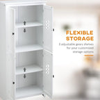HOMCOM Grand garde-manger de cuisine autoportant de 183 cm, organisateur de rangement à 4 portes avec 4 niveaux et étagères réglables, blanc