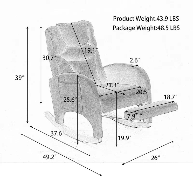 Fauteuil à bascule de puériculture ergonomique en tissu avec repose-pieds réglable