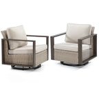 Fauteuil à bascule d'extérieur Cozywor en osier 2 pièces avec structure métallique et coussins