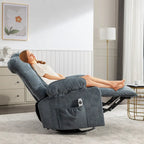 Fauteuil inclinable gris surdimensionné avec fonctions de chauffage et de massage, inclinaison à 150°, bascule à 30°, port USB pour la recharge et 2 porte-gobelets