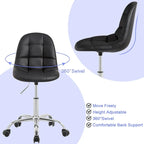 Chaise de bureau à domicile sans accoudoirs Javlergo, chaise de bureau d'ordinateur réglable en hauteur avec roulettes