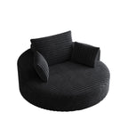Fauteuil pivotant simple en velours côtelé et chenille avec rembourrage en mousse