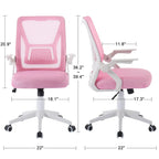 Javlergo Chaise de Bureau Dossier Mi-Hauteur Pivotante avec Support Lombaire, Fauteuil de Bureau Ergonomique en Maille avec Accoudoirs