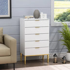 Commode de rangement à 5 tiroirs Table de chevet Meuble de rangement 60 cm L Blanc/Dos