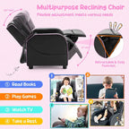 Fauteuil inclinable pour enfants Gymax Canapé ergonomique en cuir avec repose-pieds