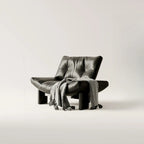 Fauteuil d'appoint contemporain en chenille noire capitonnée sans accoudoirs