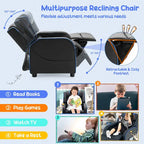Fauteuil inclinable pour enfants Gymax Canapé ergonomique en cuir avec repose-pieds