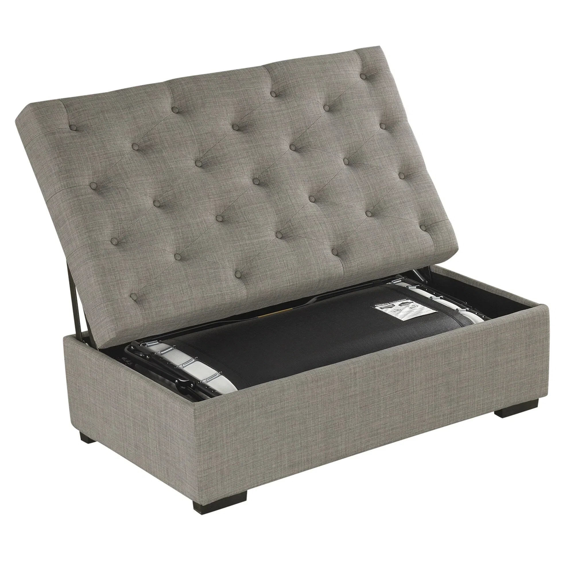Pouf lit pliant, pouf de 126 cm avec lit pliant, pouf-lit convertible avec matelas à mémoire de forme et design capitonné