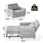 Canapé-lit convertible 3-en-1, Canapé-chaise dépliable, Lit pliant convertible pour salon