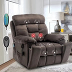 Grand fauteuil inclinable de massage électrique avec fonction de levage, chauffage et porte-gobelet dissimulé