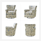Fauteuil à bascule pivotant Georg en tissu confortable à motif floral avec accoudoirs arrondis par HULALA HOME