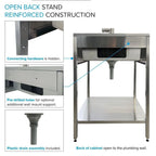 Évier de buanderie et support de lavage en acier inoxydable de 24 po L x 22 po P x 35 po H