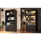 Vitrine de rangement, vitrine avec portes en verre trempé, vitrine avec 4 étagères de rangement