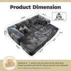 HOOOWOOO Canapé d'angle moderne en peluche avec pouf amovible