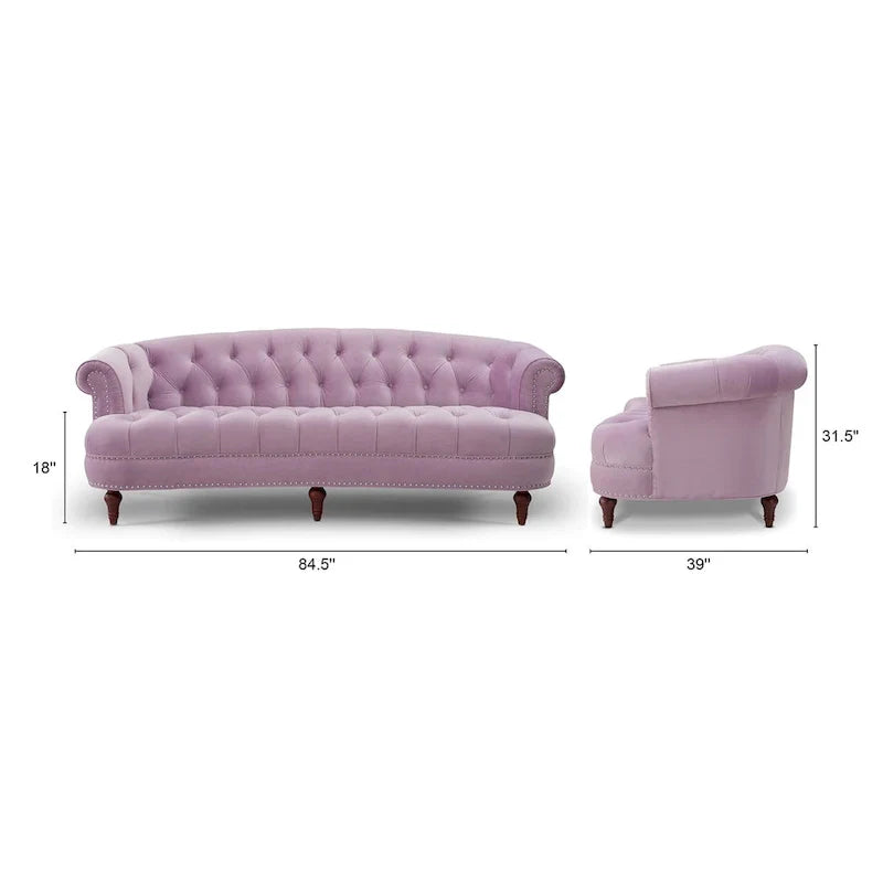 Canapé capitonné chesterfield La Rosa 84 en velours, style moderne du milieu du siècle