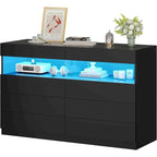 Commode à 8 tiroirs avec lumières LED, meuble de rangement