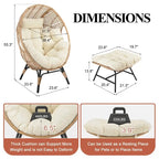FINCATI Fauteuil Œuf d'intérieur, Fauteuil Œuf d'extérieur 200 kg, Fauteuil Œuf surdimensionné avec pouf, Fauteuil Œuf de luxe confortable avec repose-pieds