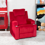 Fauteuil inclinable de luxe pour enfants avec repose-pieds, appuie-tête et 2 porte-gobelets, en microfibre, pour les enfants de 3 ans et plus