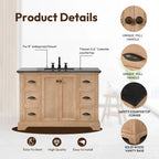 Meuble sous-vasque Hervas avec plateau en marbre naturel, sans miroir