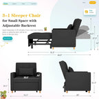 AECOJOY Fauteuil Convertible 3-en-1 avec Oreiller et Dossier Réglable