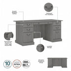 Bureau de direction Bush Furniture Saratoga avec tiroirs et rangements