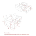 Canapé convertible 54 pouces avec lit gigogne, double assise, fonction relax