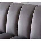 Canapé convertible de salon en tissu matelassé avec dossier cannelé