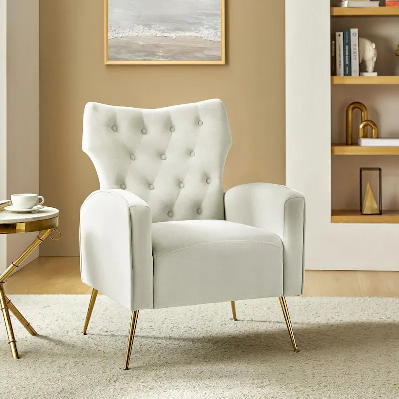 Chaise touffetée Abadiana avec accent et piètement en métal