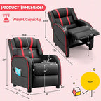 Fauteuil inclinable pour enfants Gymax Canapé ergonomique en cuir avec repose-pieds