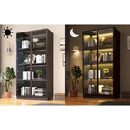 Vitrine de rangement, vitrine avec portes en verre trempé, vitrine avec 4 étagères de rangement