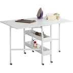 Table artisanale réglable en hauteur avec étagères de rangement, table de coupe pliante mobile pour bureau à domicile, salle de couture, salle d'artisanat