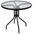 Table ronde de jardin Costway 32 avec plateau en verre trempé