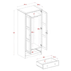 Armoire garde-robe modulable 100 % en bois massif avec poignées en métal ou en bois